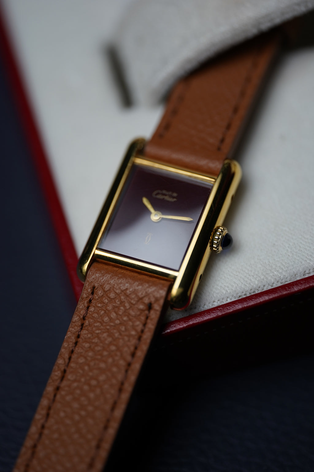 Cartier Tank Must PM burgundy