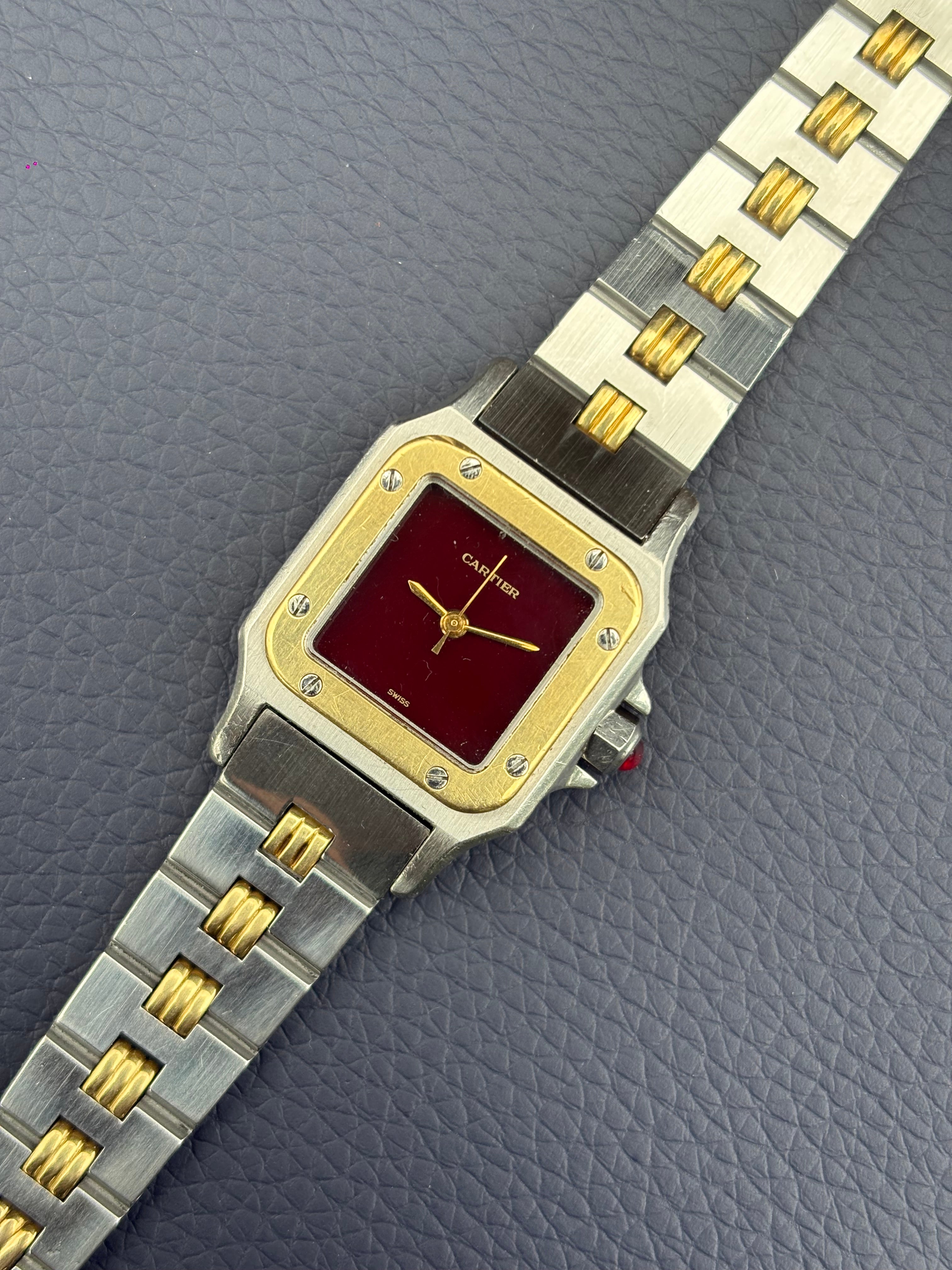 Cartier Santos Carrée PM Burgundy