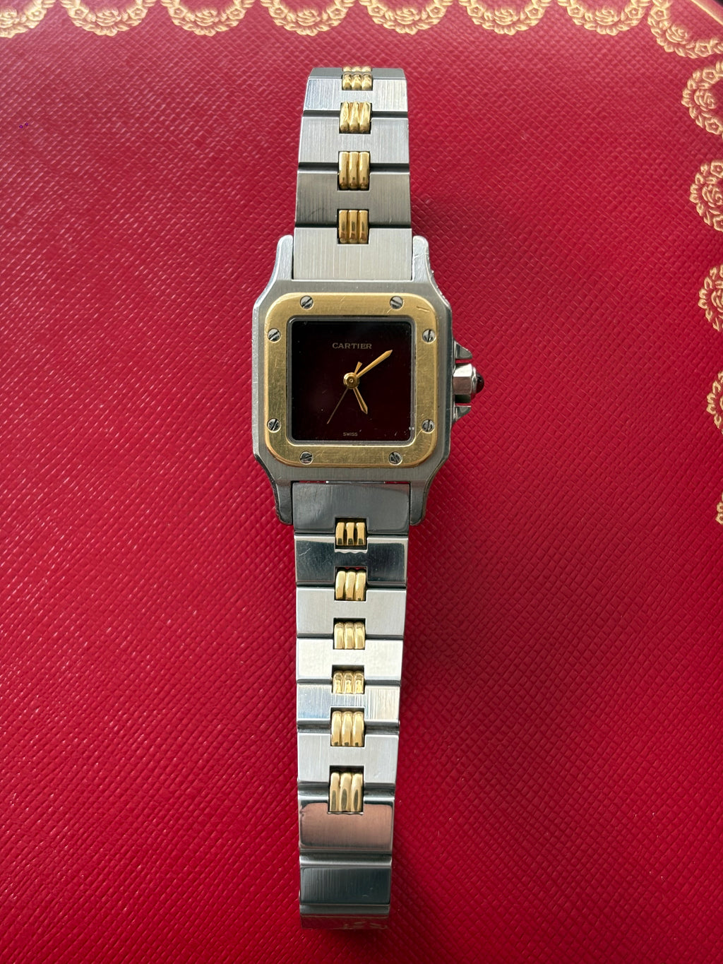 Cartier Santos Carrée PM Burgundy