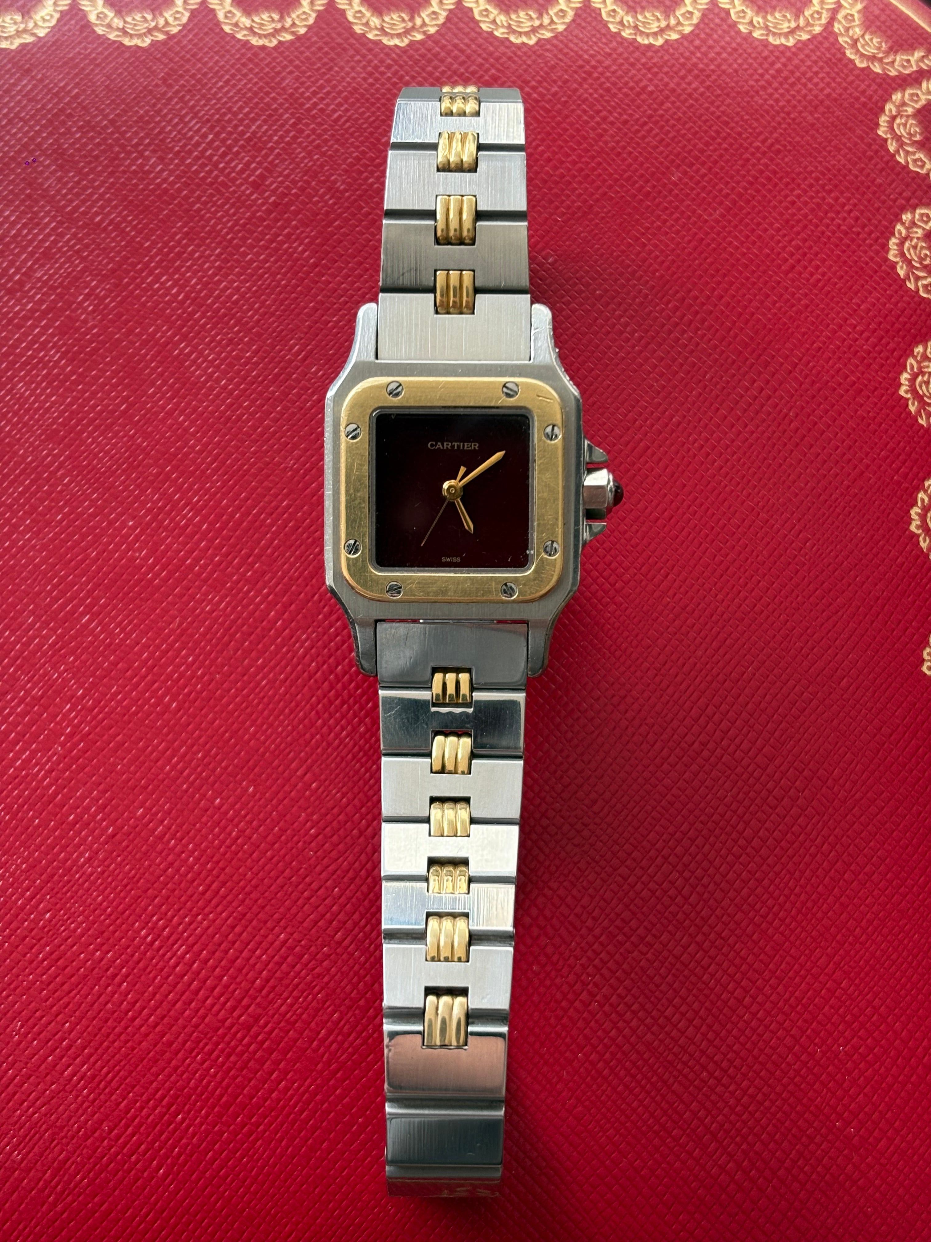 Cartier Santos Carrée PM Burgundy
