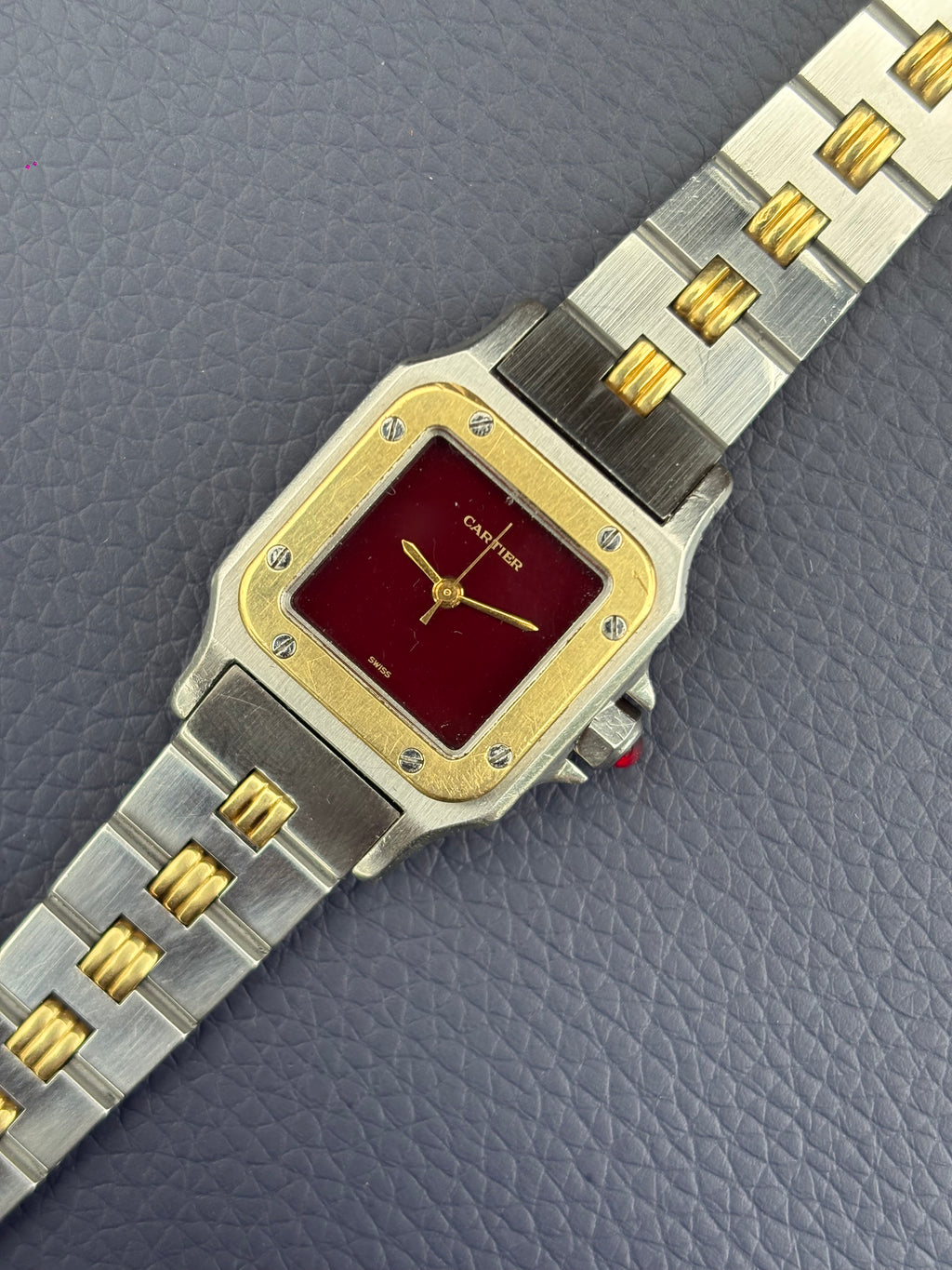 Cartier Santos Carrée PM Burgundy