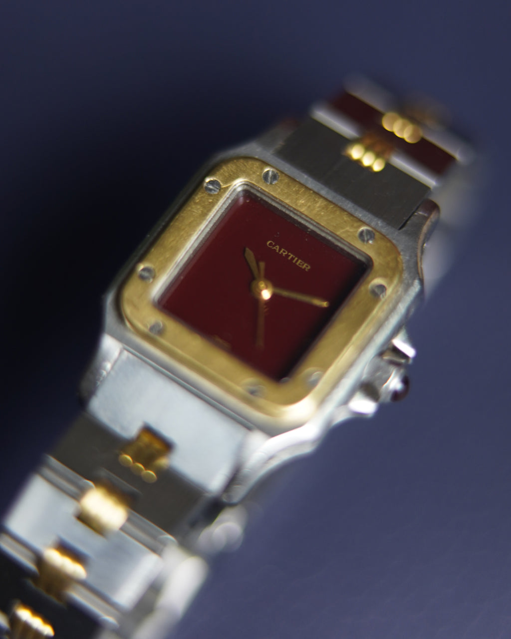 Cartier Santos Carrée PM Burgundy